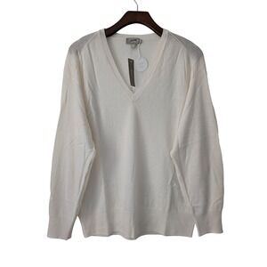 J.‎ Crew Oversized Featherweight Cashmere V-neck Sweater Womens S Ivory NWT $188